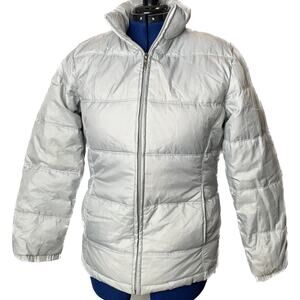 Catalina Coat Puffer Womens Medium 8-10 Gray Zipper Pockets Nylon Down Imperfect
